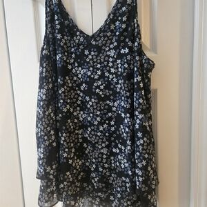 Lane Bryant Black and Blue Floral Top